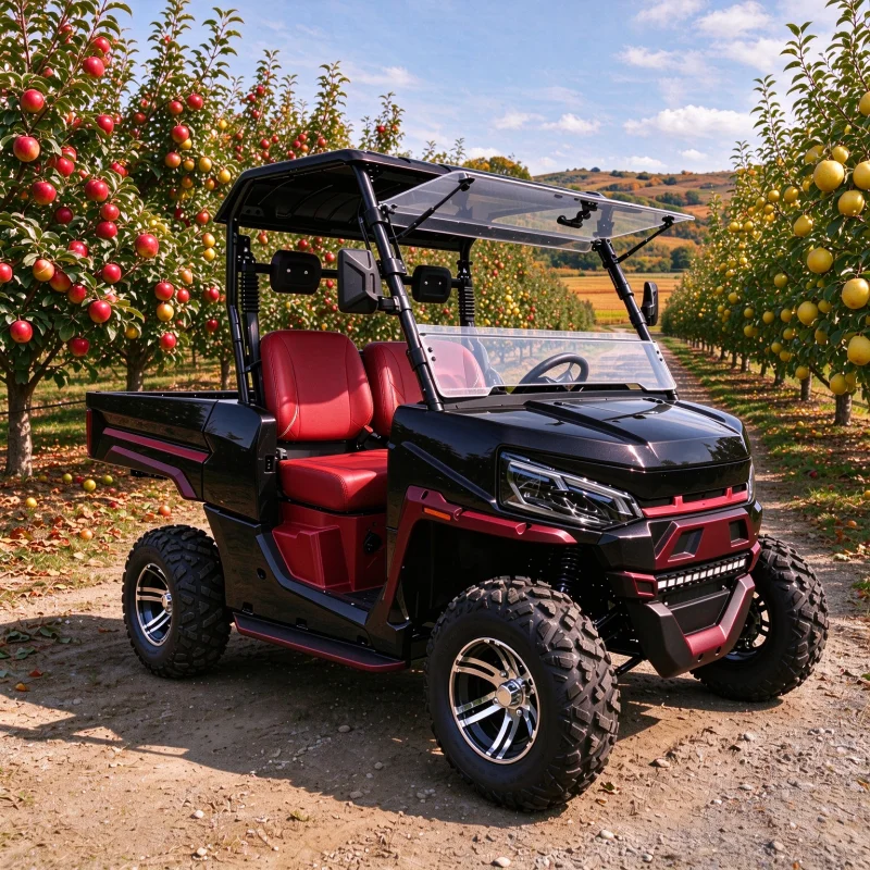Orchard Work Electric 4WD UTV, AT All-Terrain Tires, Trailer Towing, High Load, Convenient Cargo Loading & Unloading