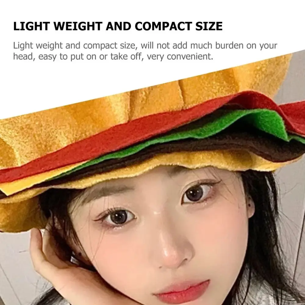 

Gift Creativity Decorative Burger Hat Comfortable Soft Burger Headgear Unisex Funny Performance Prop Hat Halloween Party