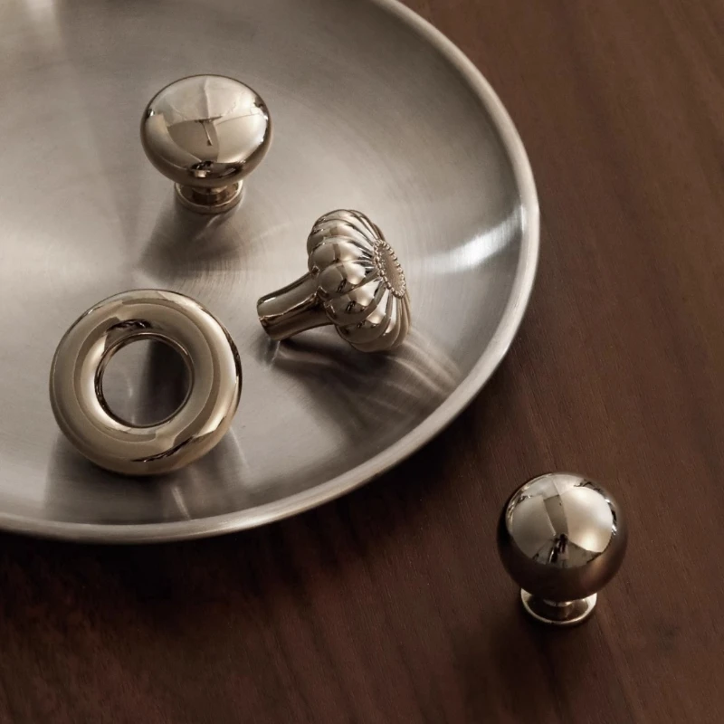 Modern Minimalist Cabinet Door Handle Titanium Silver Single-Hole Knob Cupboard Drawer Cabinet Pull Furniture Hardware Accessory