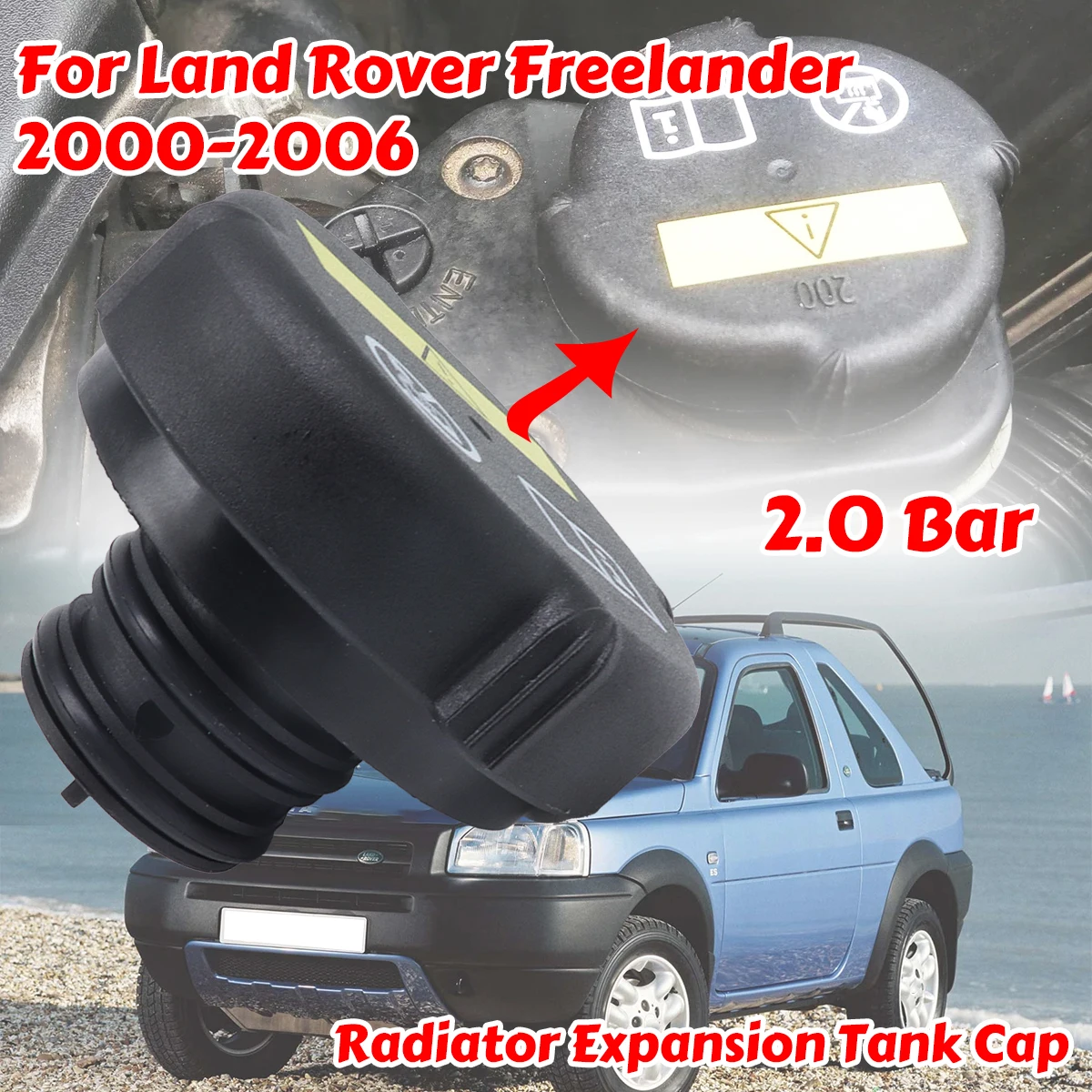 For Land Rover Freelander 2000 2001 2002-2006 Coolant Reservoir Radiator Rad Expansion Tank Cap Water Tank Filler Cover 2.0 bar