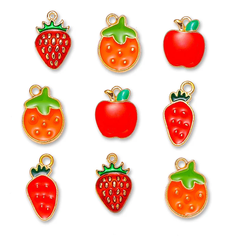 

10Pcs/Set Cute Fruit Enamel Charms for Earrings Pendants Necklace Strawberry Apple Charms DIY Handmade Jewelry Making Supplies