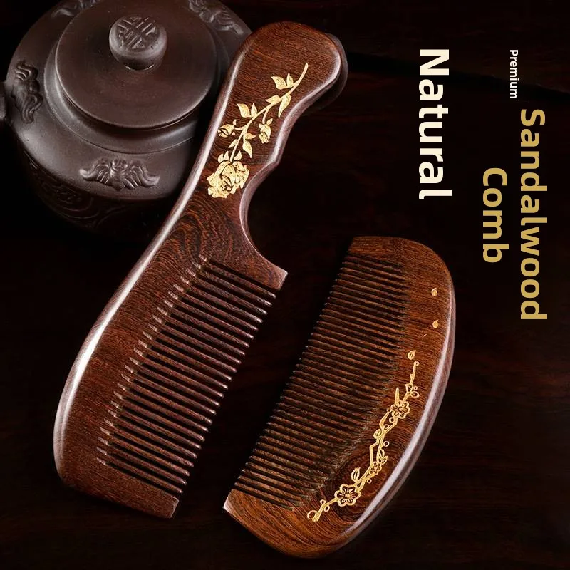 Natural Sandalwood Comb Real Wood Static Portable Massage Head Comb for Men And Women Home Use Long Hair Care Tool