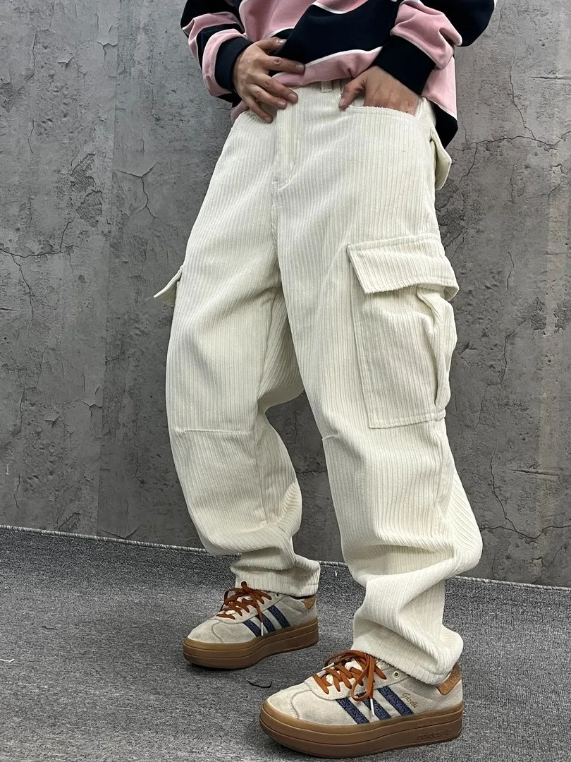 

Утепленные вельветовые рабочие брюки на флисовой подкладке для мужчин и женщин, повседневные брюки, зимние теплые дышащие брюки-карго свободного кроя