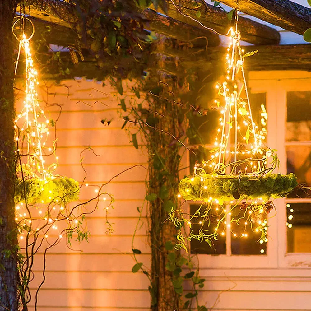 1PACK Solar Powered String Lights 200  Waterfall Lights Waterproof Vine String Fairy Light  Outdoor Garden Christmas Decor