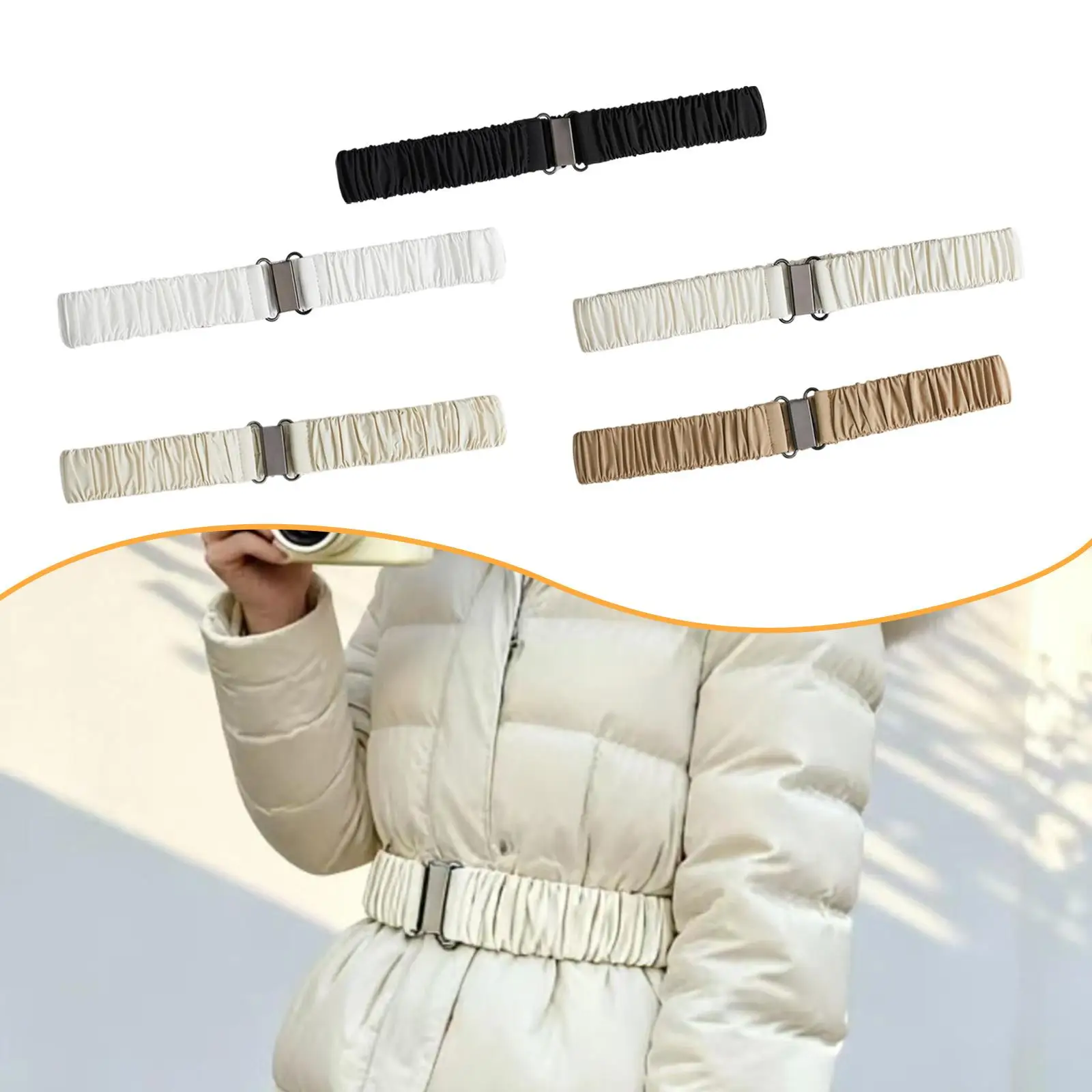 حزام خصر مرن للنساء متعدد الاستخدامات قابل للتمدد لسترة الشتاء الخارجية معطف منتفخ #3