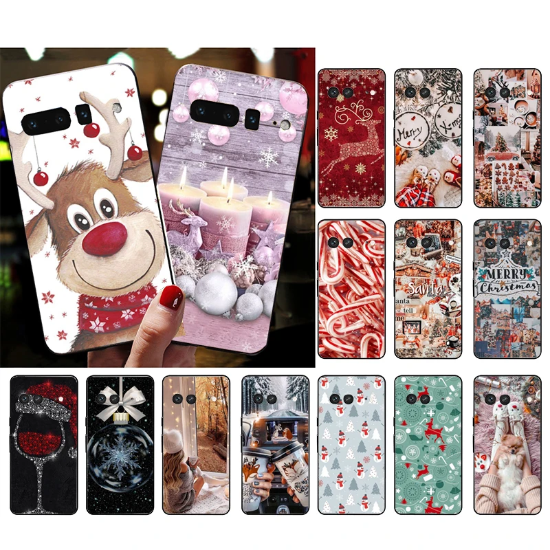 Cute Christmas Deer Phone Case For Google Pixel 9 Pro XL 8 7 6 Pro Pixel 8A 7A 6A 4A 3A 3XL Pixel 8 7 6 5 4