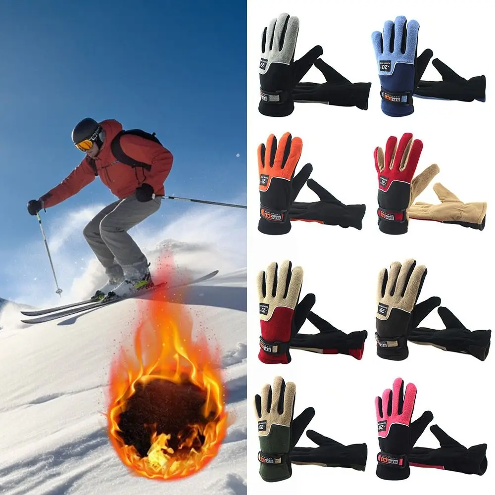 Cold Proof Autumn Winter Gloves Thickened Full Finger Gloves Women Men Gloves Windproof Thermal Thick Snow Gloves