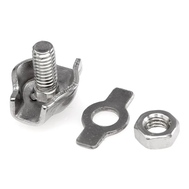 304 Stainless Steel Wire Rope Clamp, Single e Double Clip Chuck Lock Fastener, Clipe de Fixação do Cabo, M2-M10, 1 Pc para 5Pcs