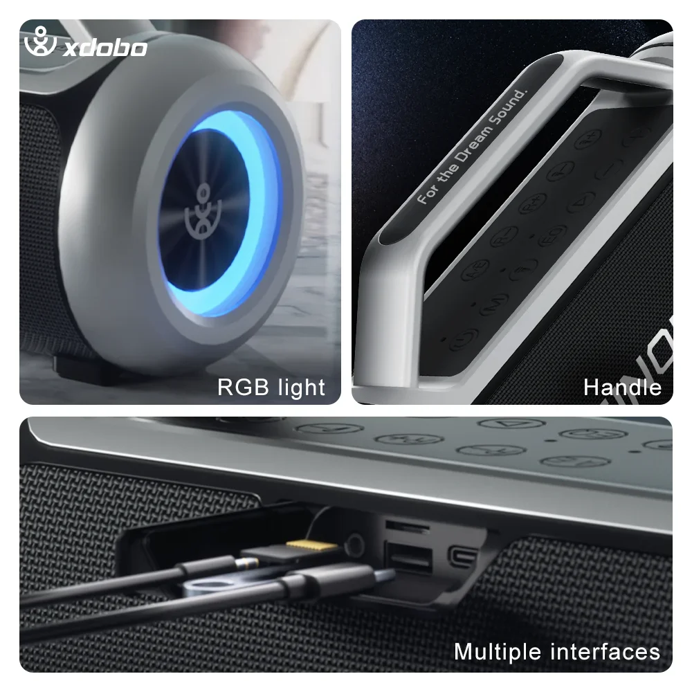 Xdobo 120w wasserdichter Außen lautsprecher 12000mAh Akku HiFi-Super-Bass tragbarer Subwoofer drahtlose Bluetooth-Sound box mit Mikrofon