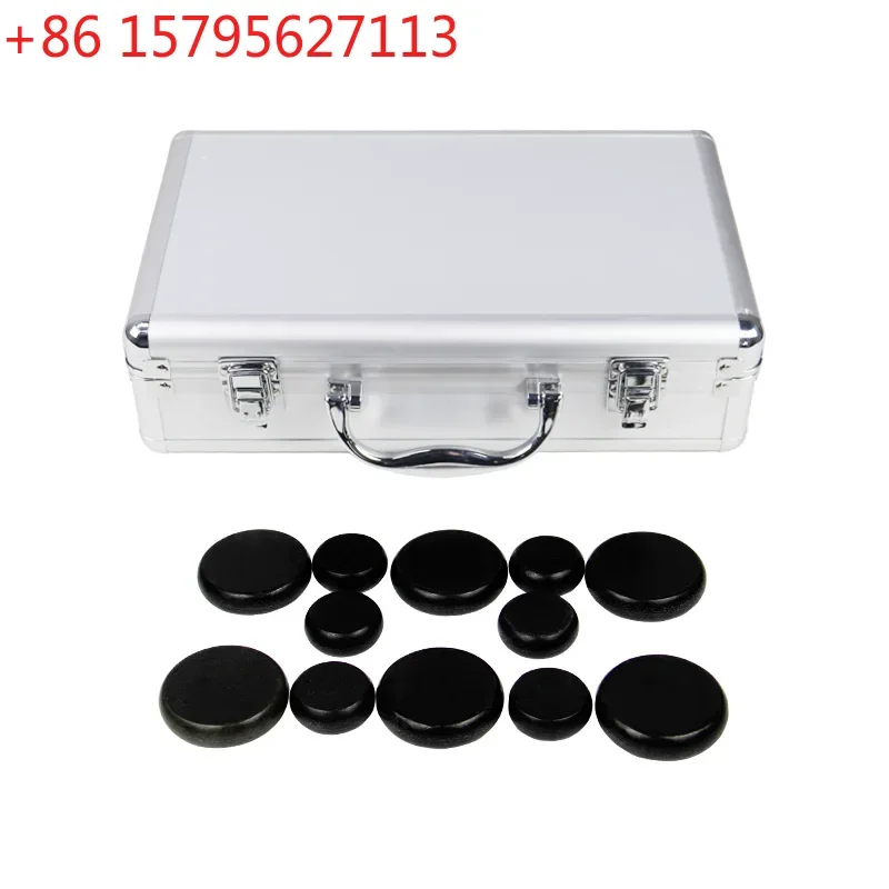 

Hot Stones Massage Set With aluminum Warmer box 12 Basalt Hot Stone Waterless Heater Body Massage Kit