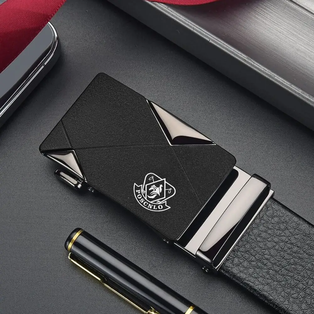 حزام جلد للعمل كاجوال للرجال ، حزام خصر عصري بعلامة تجارية ، إبزيم أوتوماتيكي ، تصميم فاخر ، حزام خصر