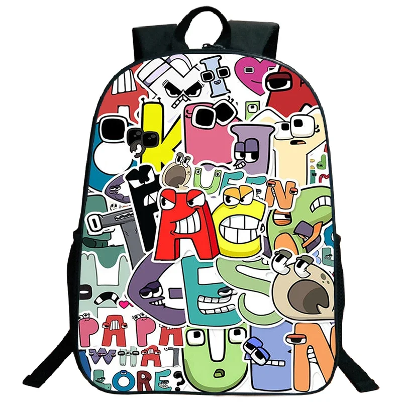 

Nylon Backpack Alphabet Lore Print Backpack Funny Cartoon School Bag for Boys Girls Large Capacity Computer Bag Travel Schoolbag