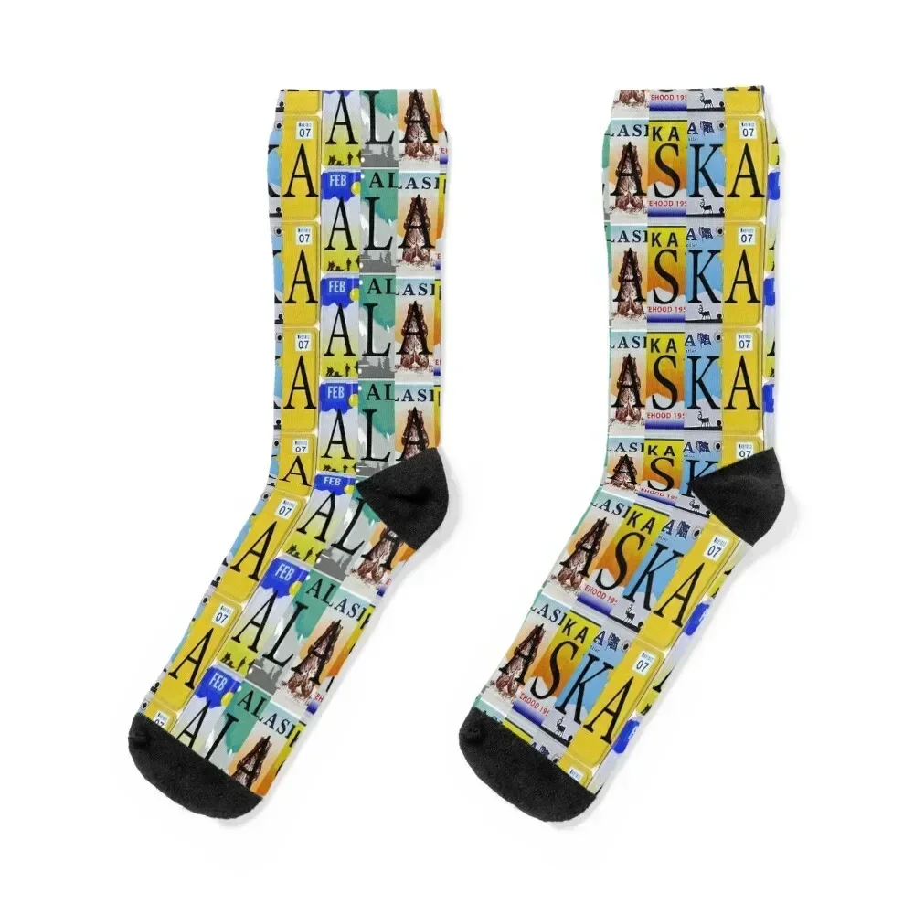 Alaska License Plates Socks colored Children's ankle cycling Socks Female Men's