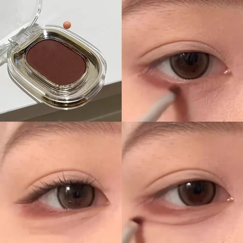 Palette de fards à paupières monochromes, rouge et marron, poudre soyeuse, mate, chocolat couché, ver à soie, imperméable, maquillage Aegyo-sal