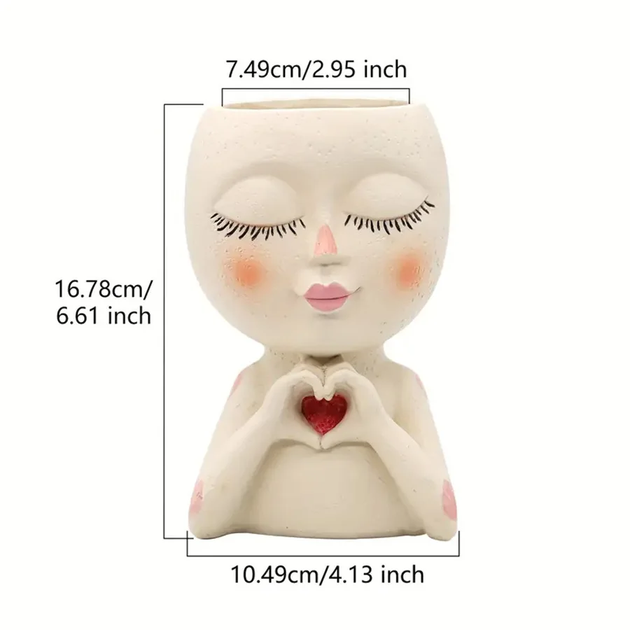 Popular Creative Heart-Hugging Cartoon Character Flower Pot Indoor and Outdoor Decorative Resin Statue Ornament