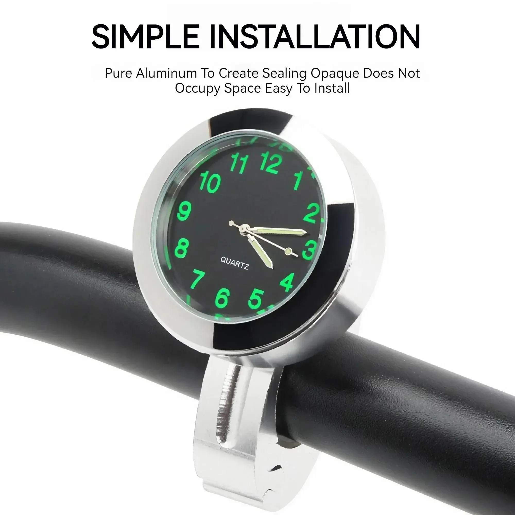 Universal Stainless Steel Waterproof Handlebar Clock for Motorcycles, Scooters, ATVs, Bicycles - Shockproof Mount