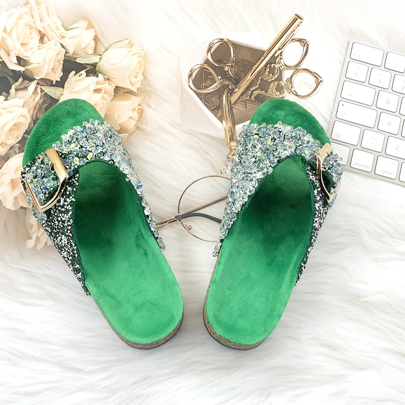 Fashion Ladies Slippers Rhinestone Bling Non-slip Sandals Summer Beach Female Slides