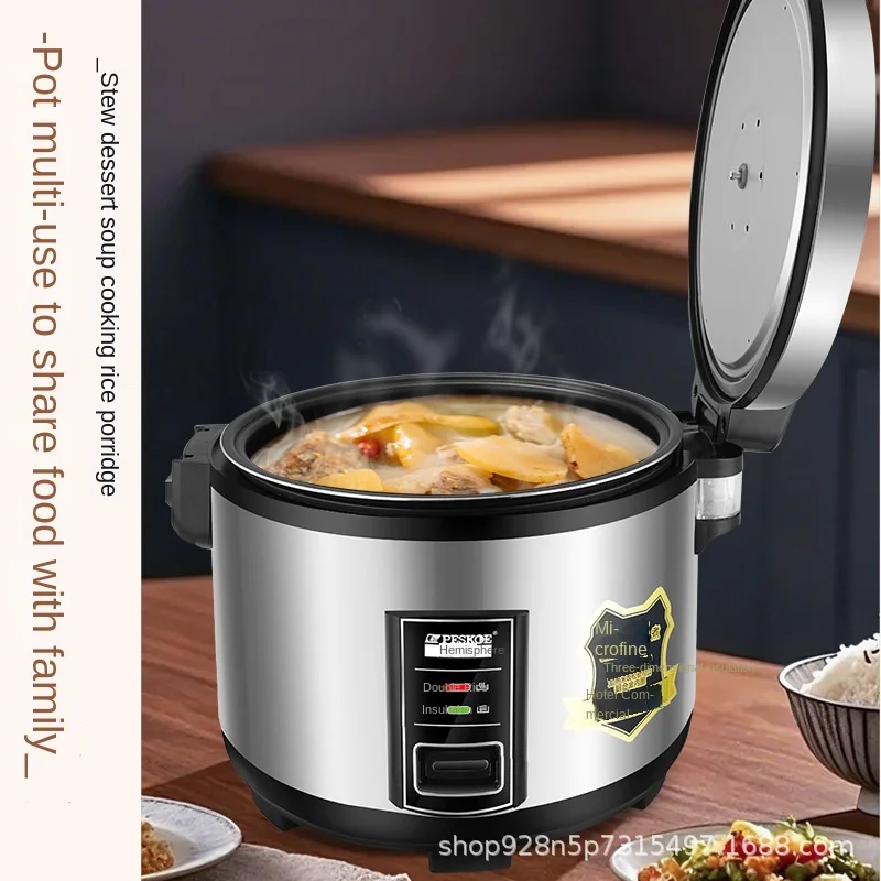 Positive Hemisphere Commercial Non-Stick Stainless Steel Rice Cooker with Measuring Cup Large Capacity Household Use Wholesale