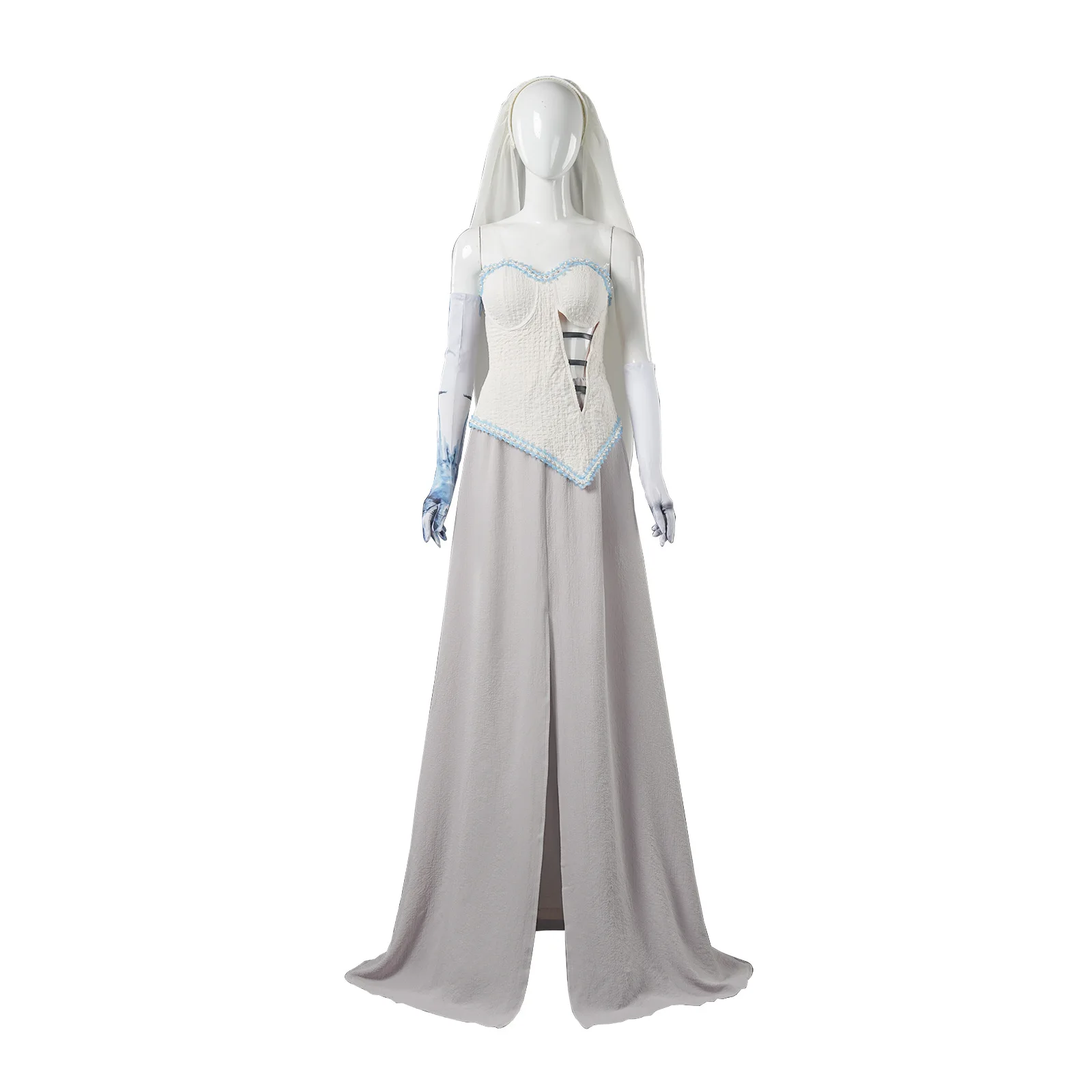 

Halloween Zombie Bride Costume Scary Ghost Costume White Vintage Dress For Zombie Bride Stage Performance Dress