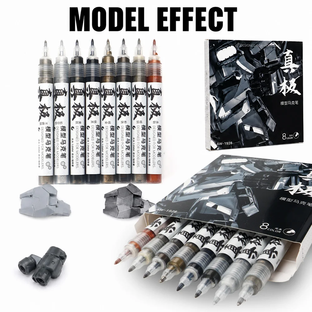 1/8 Pcs Model Markers Model Painting DIY Art Decoration Crafts Color Touch Up Metallic Acrylic Drawing  Pen Home Office Art Tool