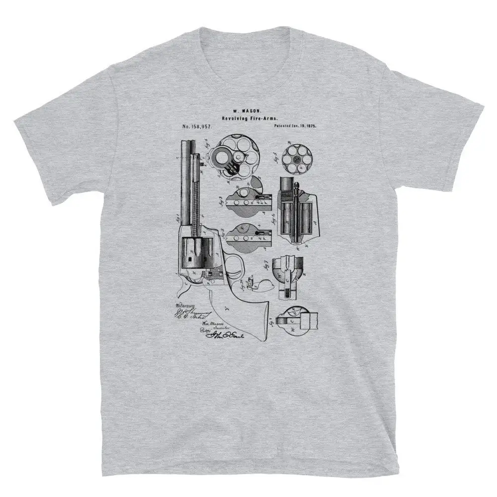 Single Action Army Patent Colt Peacemaker Revolver Blueprint Gunsmith Design T Shirt