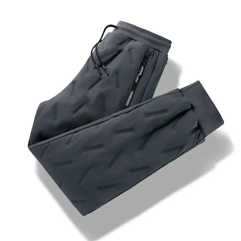 Pantalones sueltos y cálidos para hombre, pantalones deportivos con plumón de cordero, felpa añadida, calidez gruesa, resistentes al viento y al frío, pantalones informales súper gruesos