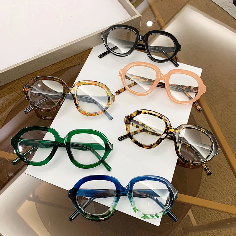 Large Frame Oval Anti Blue Light Glasses Metal Hinge Eyes Legs Stronger Decorative Glasses Personalized/High End Style
