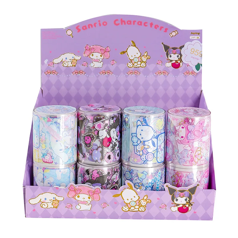 4Pcs Kawaii Kuromi My Melody Cinnamoroll Good Times Special Oil Tape Anime Sanrioed Girl Heart Cute Student Stationery Sticker