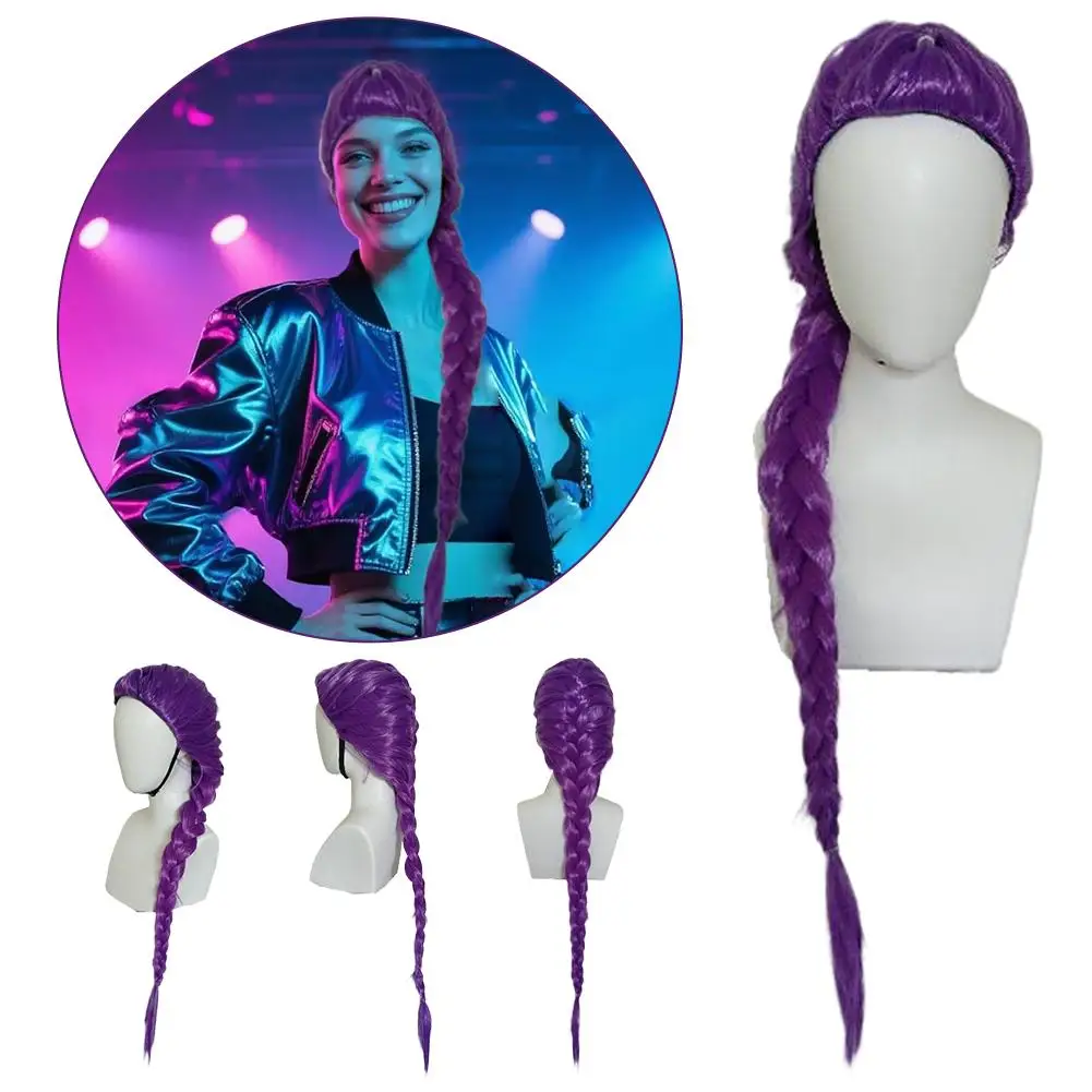 Lange geflochtene Perücken//Halloween Cosplay Requisiten//2025 Anime Kinder Cosplay Requisiten//Lila lange Perücke