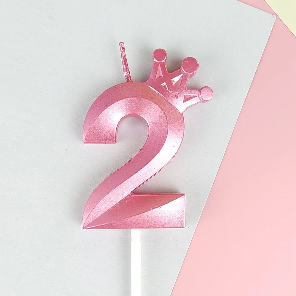 Pink Macaron Candy Color 0-9 Birthday Party Cake Decoration Baking Plug-in Creative Age Digital Candle