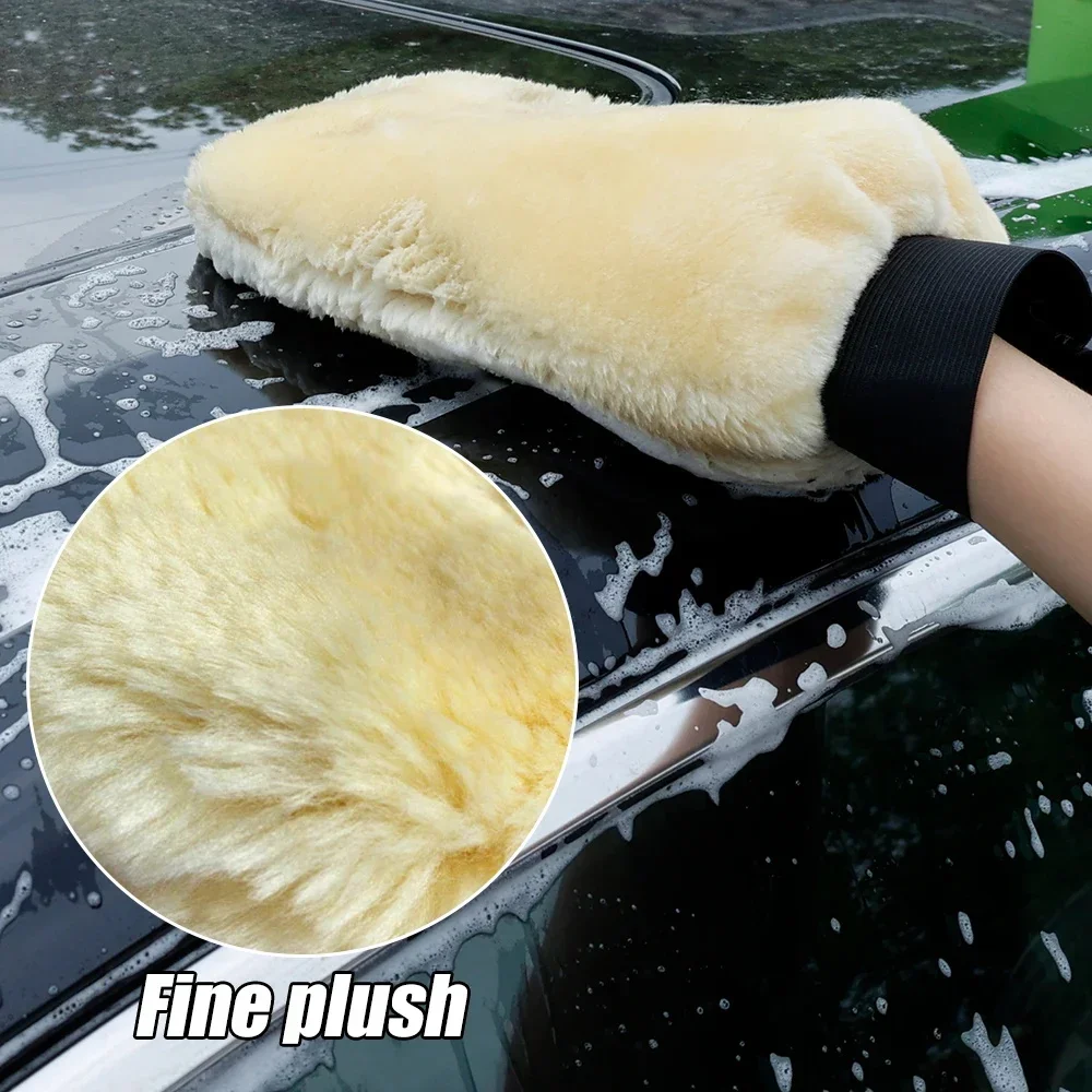 Waterproof Car Wash Microfiber Gloves Soft Thickened Wool Plush Car Cleaning Mitt Double-faced Glove Car Wash Supplies