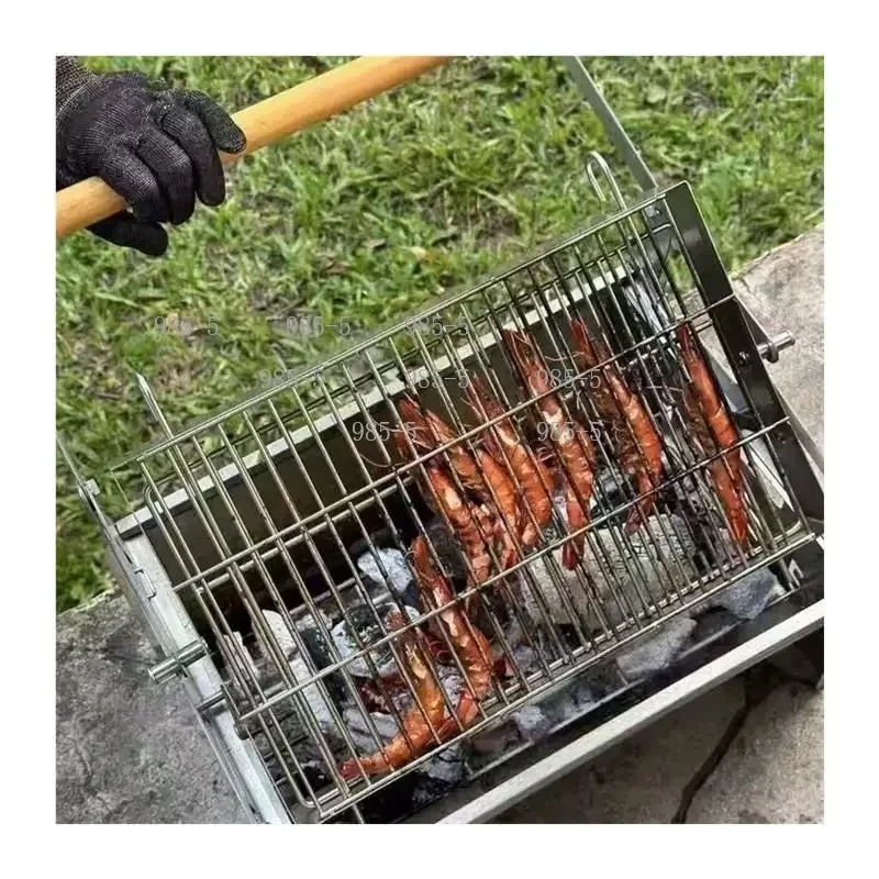 Outdoor Charcoal Fire Pit, Multifunctional Disassemble Flip Rotary Mesh Grill