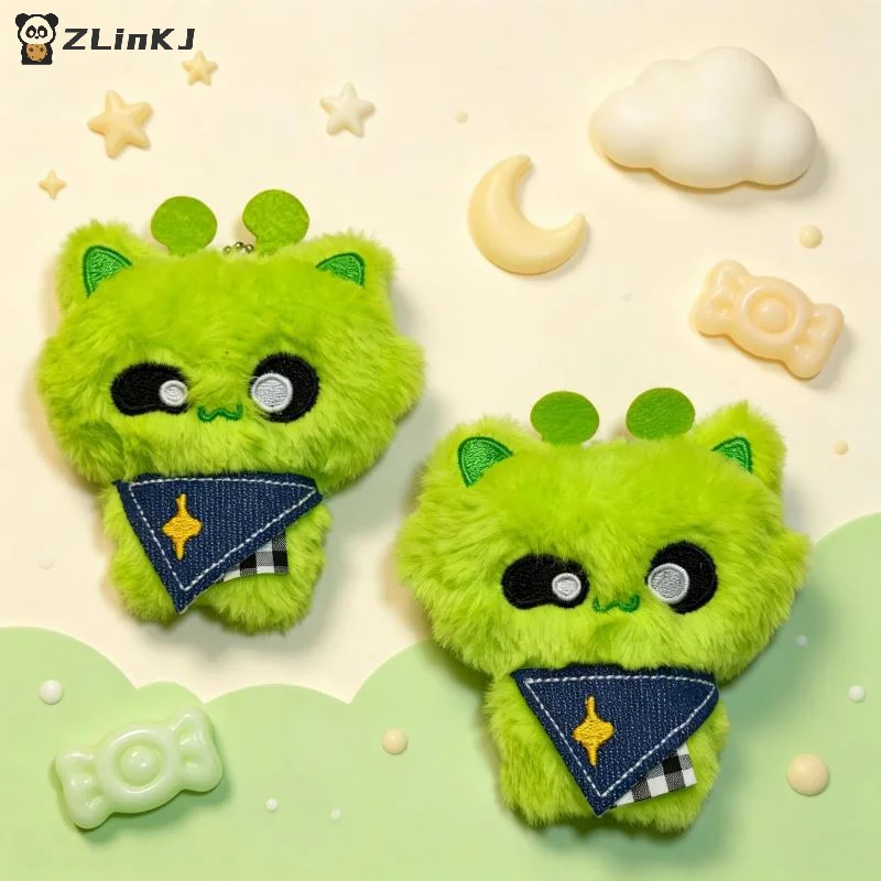 ▶1Pcs Cartoon Alien Cat Plush Keychain Versatile Kawaii Room Decoration Accessories Surprise Gifts Plush Alien Cat Keyring