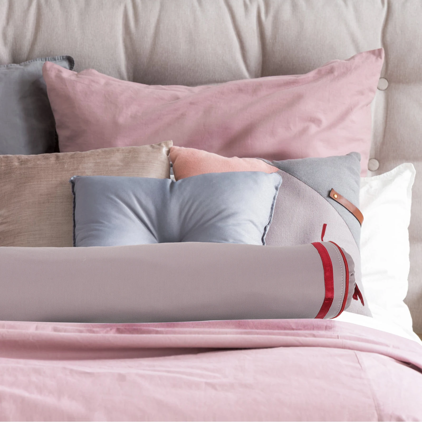 

Cylindrical Pillowcase Round Neck Roll Cover Soft Material Comfortable Support Multi-functional Cylinder Pillow Case Car