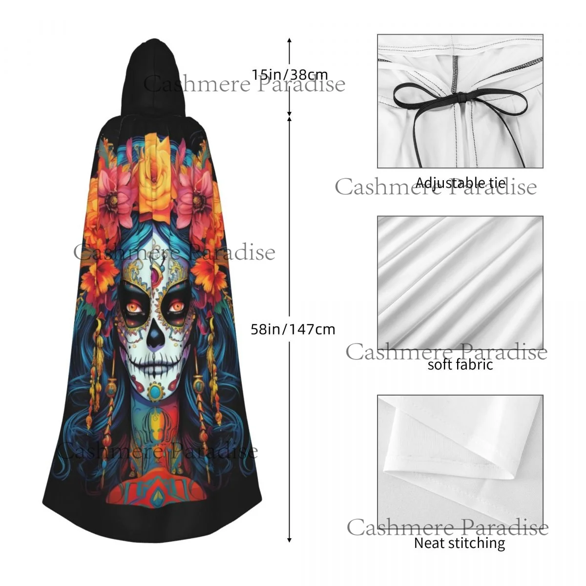 قناع مكسيكي للكبار عباءة بغطاء للرأس من القرون الوسطى زي ساحرة ويكا قزم بوريم كرنفال #6