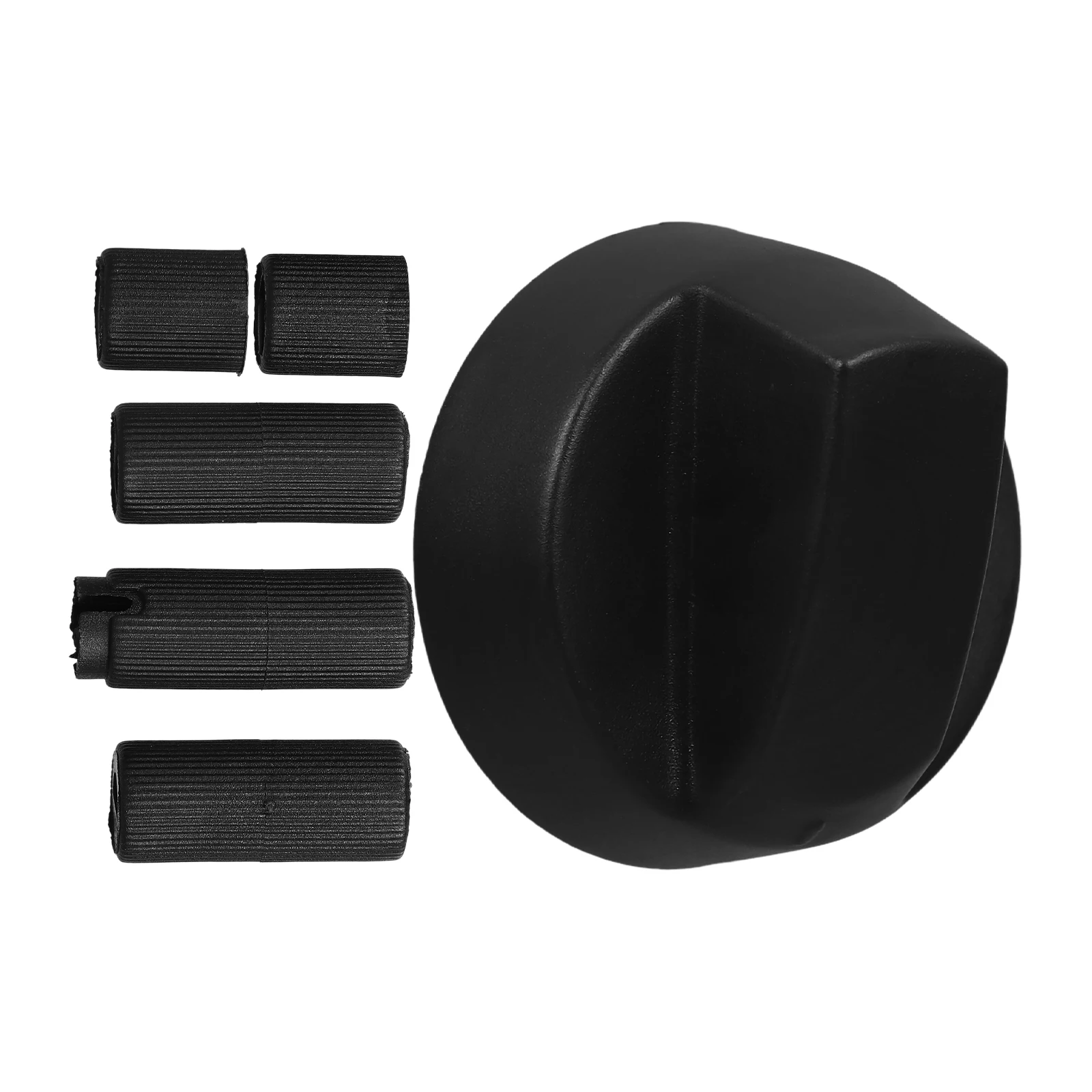 Black Universal Stove Oven Gas Grill Control Knobs 5 Adapters Heat Resistant Replacement For Timer Burner Bbq Range Compatible
