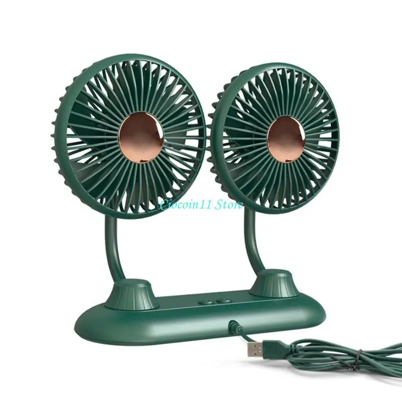 Y1UB USB Dual for Head Car Fan Portable Vehicle Rotatable Auto Cooling Fan Cooler USB