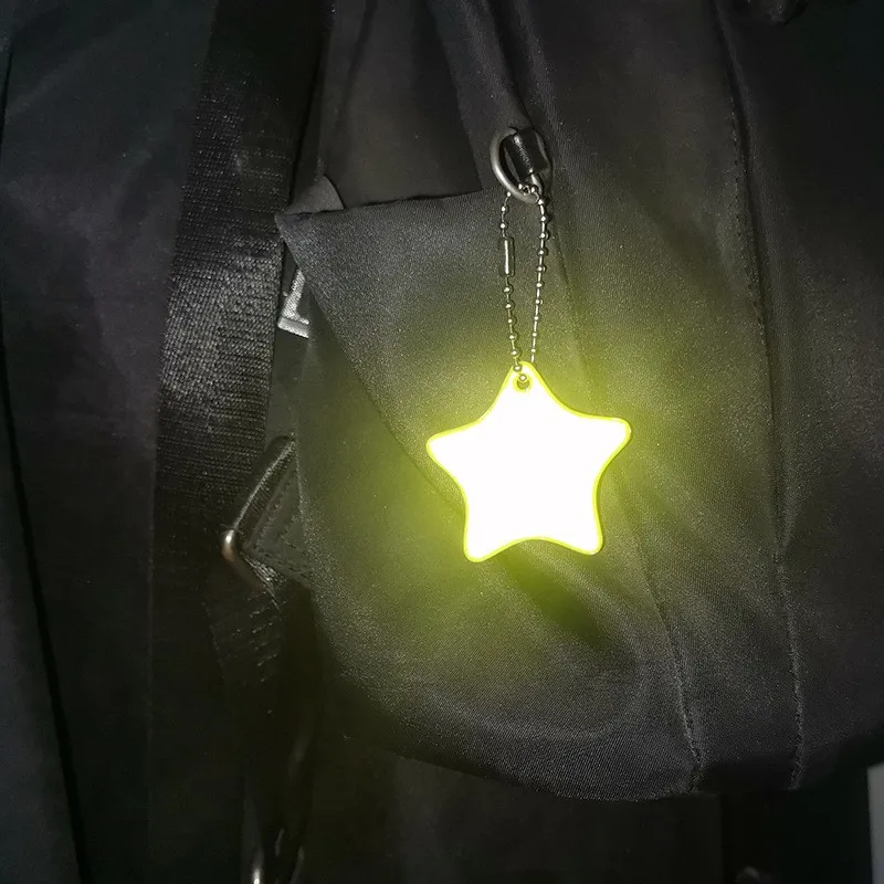 4.5cm  Rounded Star Reflective  Pendant  Keychain Bag Accessories Reflector Keyrings For Visible Night Traffic Safety