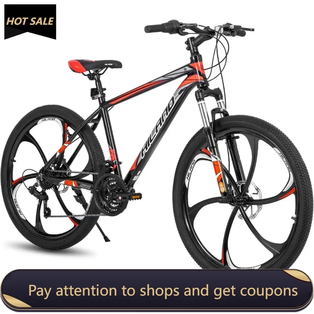 

Mountain Bike, 6/Multi-Spokes, 21 Speeds Drivetrain, Aluminum Frame 26 Inch Wheels, Disc-Brake Bike Freight free