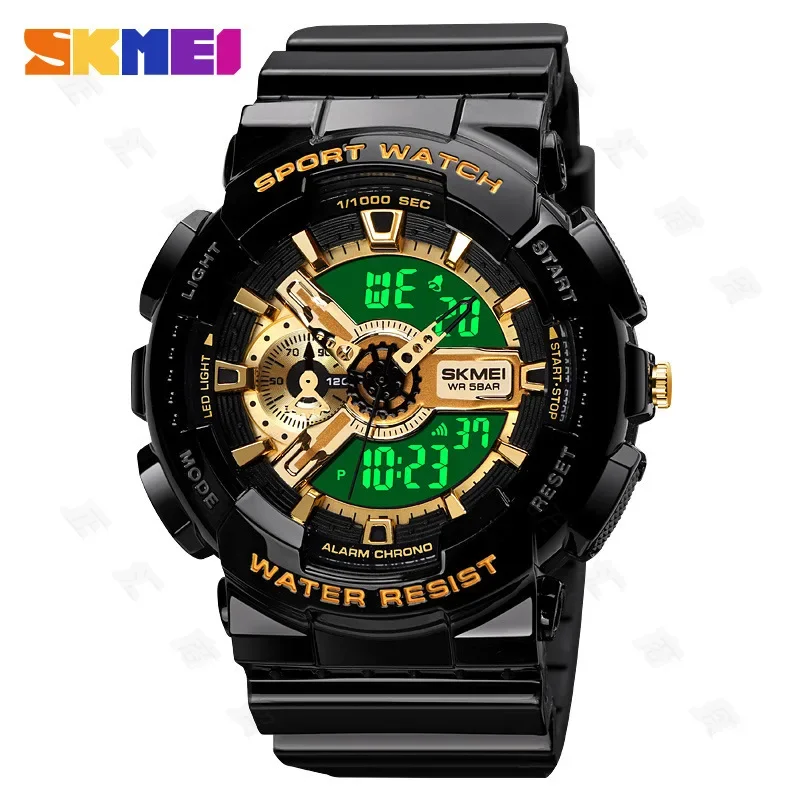 Men\'s Electronic Watch Multi-functional Glow-in-the-dark Waterproof Student Watch Dual Movement Pointer Electronic Watch