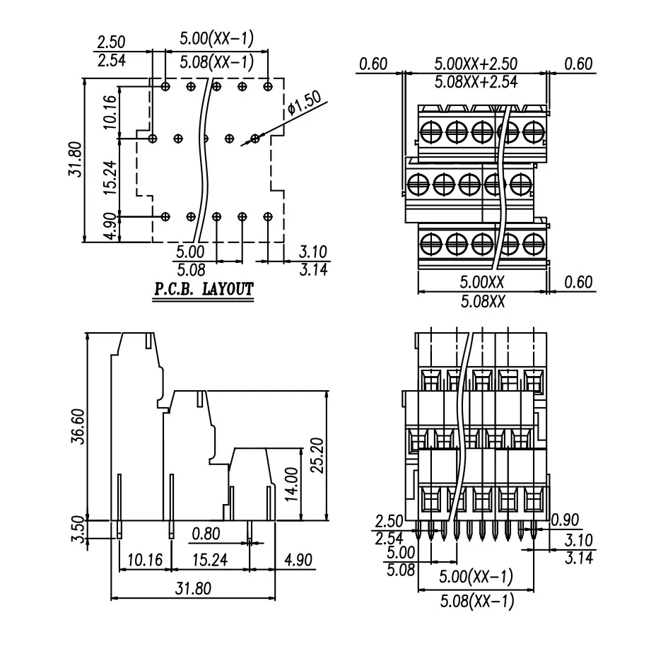 100PIN DG500A3 5.0mm 2PIN 3PIN PCB SCREW TERMINAL BLOCKS KF128A3 PHOENIX E3K500A