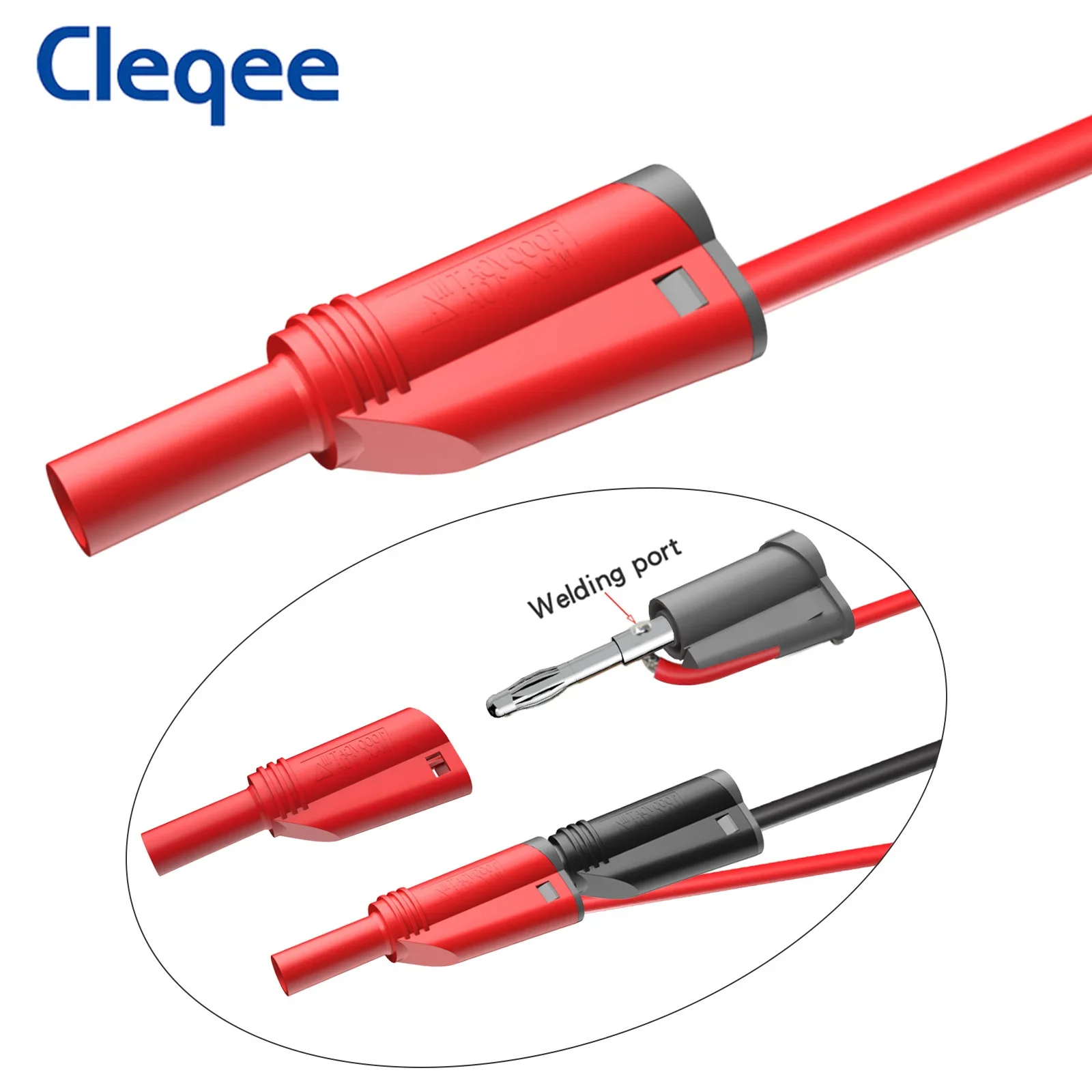 Cleqee P1050B High Quality 4mm Banana Plug Multimeter Silicone Test Lead Kit with Piercing Probe + Alligator Clip + Spade Plug