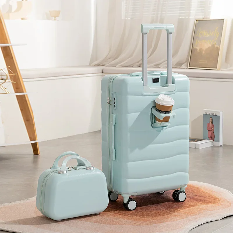 New Candy Color Suitcase Multifunctional Trolley Box 24-inch Small Fresh Travel Suitcase Ladies Light Luggage Universal Wheel