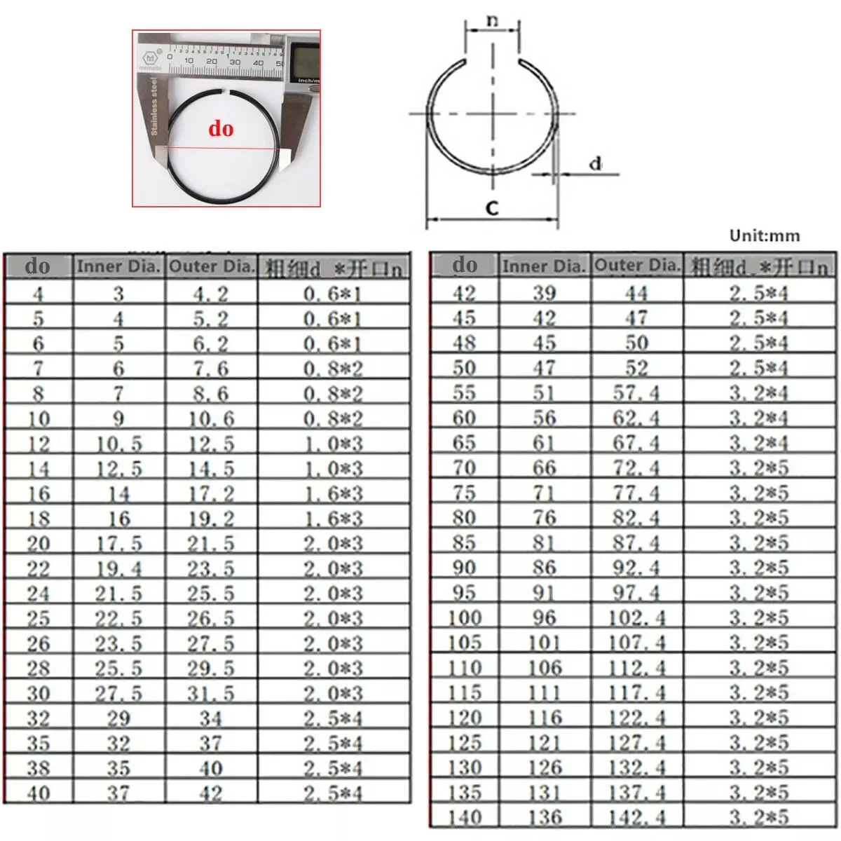 M4 to M140 GB895.2 Retaining Rings Round Wire Circlip Clip for Shaft Snap Ring 70Mn Manganese Steel