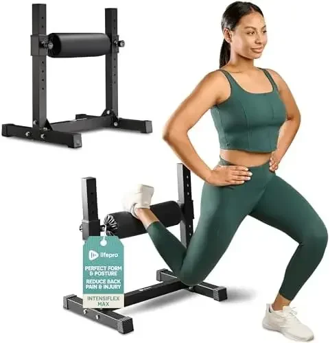 Split Squat Stand - Durable, Stable, & Lightweight Single Leg Squat Stand - 7 Adjustable Roller Heights & Comfortable Padding