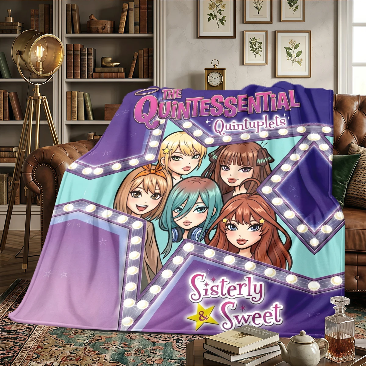 The Quintessential Quintuplets Printed Flannel Blanket Warm Comfortable, For Bedrooms, Sofas,Beds, Chairs, Picnics, Travel -HE61