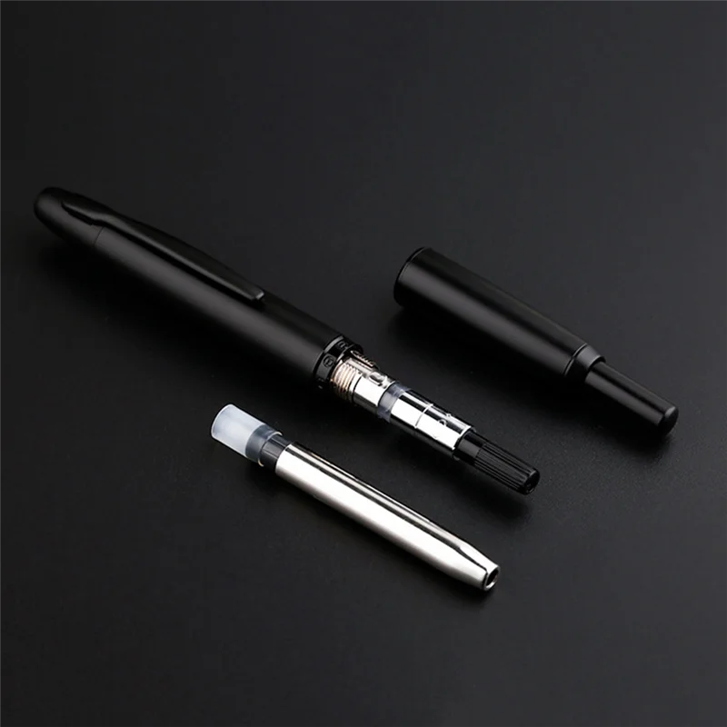 

EF-Press Retractable Fountain Pen Extra Fine Nib Metal Matte Ink Pen Practice Writing Fountain Pen