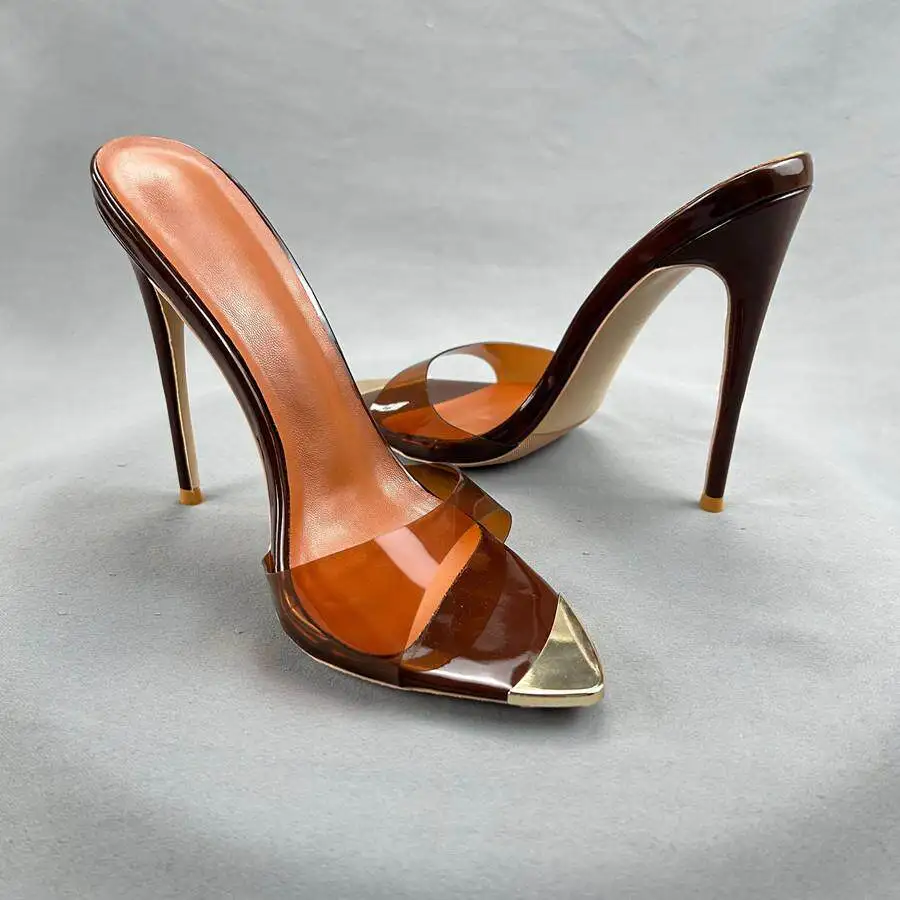 

Европейские и американские женские босоножки на тонком каблуке 12 см, с открытым носком, прозрачные, из ПВХ, на одной лямке, фиолетовые, в стиле феи.