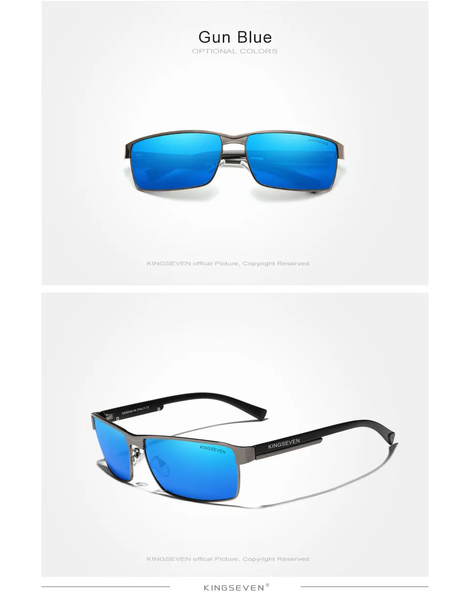 KINGSEVEN Marken-Polarisierte Sonnenbrille für Männer und Frauen, Blendschutzbrille, Eckige Form, UV400-Schutz – Detail 3