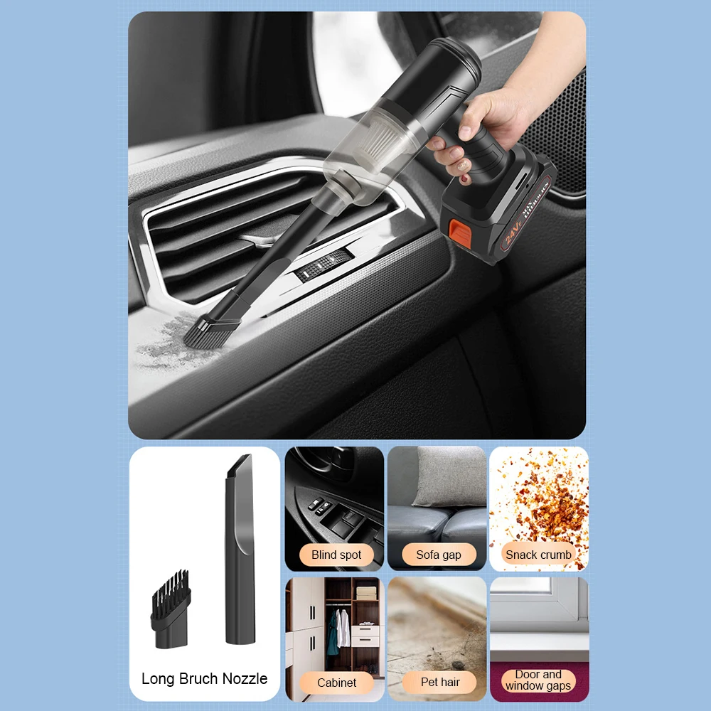 Cordless Car Vacuum Cleaner 200W Portable Handheld Vacuum Cleaner Rechargeable Strong Suction Vacuum for Car Home Vacuum Cleaner